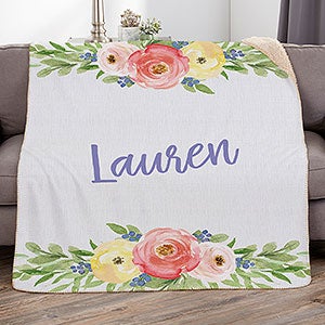 Floral Personalized 60x80 Sherpa Blanket