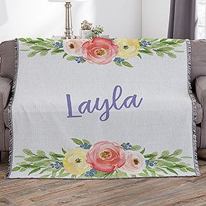 Floral Personalized 56x60 Woven Throw