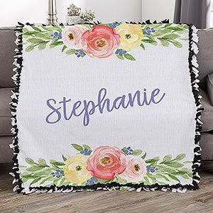 Floral Personalized 50x60 Tie Blanket