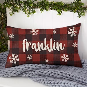 Cozy Cabin Personalized Buffalo Check Lumbar Pillow