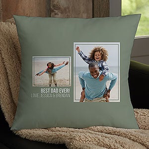 Men's 2 Photo Collage Personalized Large Throw Pillow