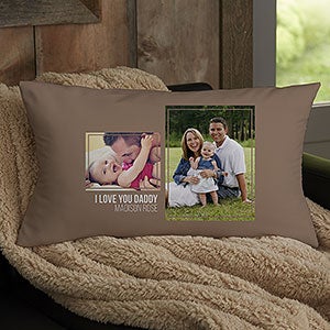 Men's 2 Photo Collage Personalized Lumbar Pillow