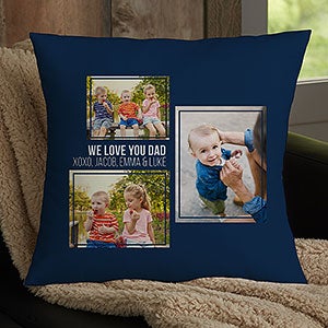 Men's 3 Photo Collage Personalized Large Throw Pillow