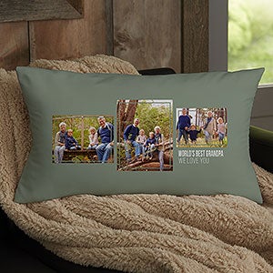 Men's 3 Photo Collage Personalized Lumbar Pillow