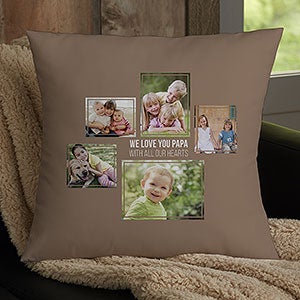 Men's 5 Photo Collage Personalized Large Throw Pillow