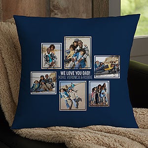 Men's 6 Photo Collage Personalized Large Throw Pillow