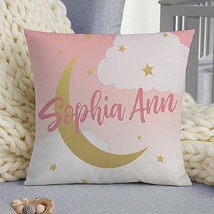 Over The Moon Personalized 14 Nursery Throw Pillow