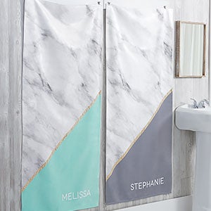 Personalized Marble Print Bath Towels