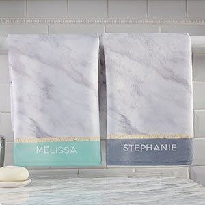 Personalized Hand Towels - Marble Chic