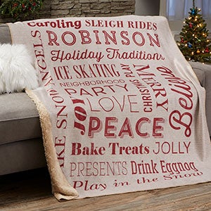 Holiday Traditions Personalized 50x60 Sherpa Blanket