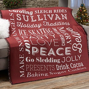 Holiday Traditions Personalized Woven Throw