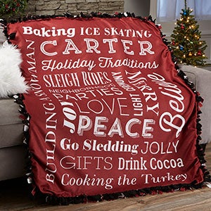 Holiday Traditions Personalized Tie Blanket