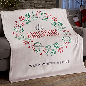 Christmas Wreath Personalized 50x60 Fleece Blanket