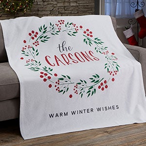 Christmas Wreath Personalized 50x60 Sweatshirt Blanket