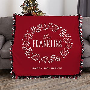 Christmas Wreath Personalized 50x60 Tie Blanket