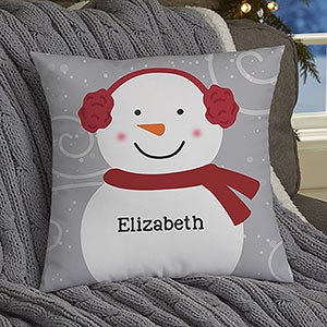 Snowman Family Personalized Small Throw Pillow