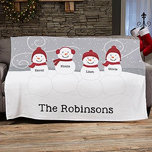 Snowman Family Personalized 60x80 Fleece Blanket