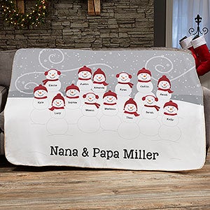 Snowman Family Personalized 50x60 Sherpa Blanket