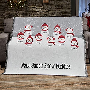 Snowman Family Personalized Woven Throw