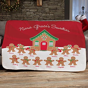 Gingerbread Family Personalized 50x60 Sherpa Blanket