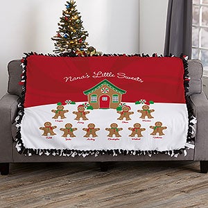 Gingerbread Family Personalized 50x60 Tie Blanket