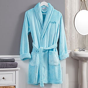 Classic Embroidered Short Fleece Robe