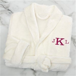 Classic Embroidered Ivory Short Fleece Robe