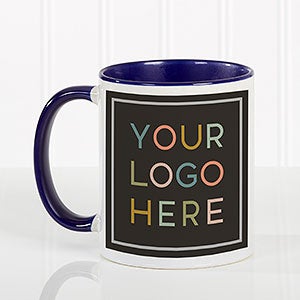 Your Logo Here Personalized Blue Coffee Mug - Set of 6