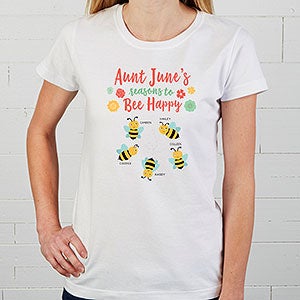 Bee Happy Personalized Ladies Fitted Tee - Ladies X-Large - Black