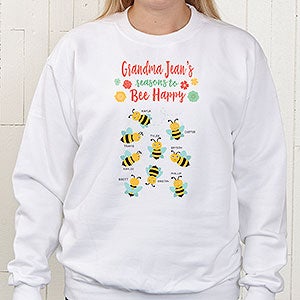 Bee Happy Personalized White Sweatshirt - Adult Large - White