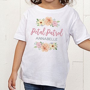 Floral Wreath Personalized Flower Girl Toddler T-Shirt - Toddler 4T - Royal Blue