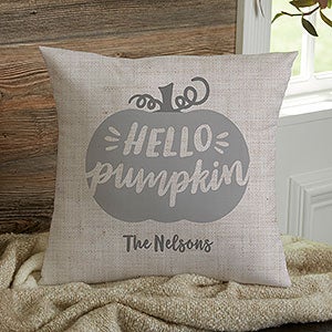 Hello Pumpkin Personalized Small Square Throw Pillow