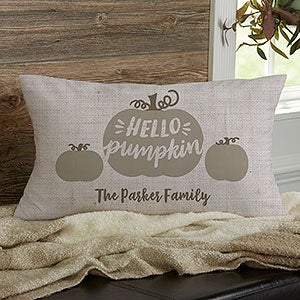 Hello Pumpkin Personalized Lumbar Throw Pillow