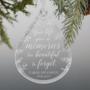 Memorial Teardrop Engraved Glass Ornament