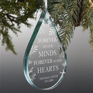 Engraved Memorial Teardrop Premium Glass Ornament - Christmas Gifts