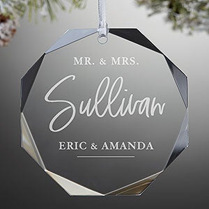 Custom Engraved Premium Glass Wedding Ornament