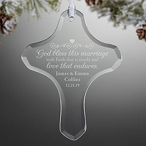 Engraved Glass Wedding Ornament - Marriage Blessing