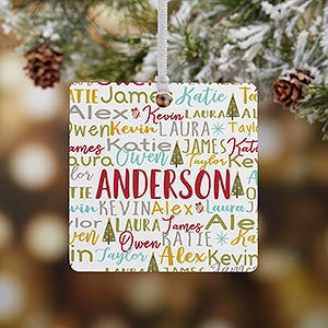 Whimsical Winter Photo Family Personalized Metal Ornament