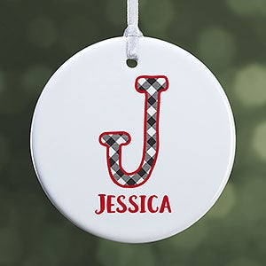 Buffalo Plaid Monogram Christmas Ornament