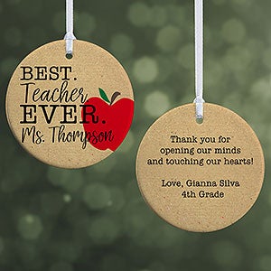 Best Teacher Ever - Small Teacher Ornament Personalized