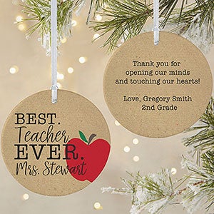 Best Teacher Ever - Large Teacher Ornament Personalized