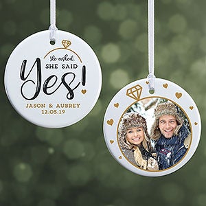 Engagement Photo Ornament - He Asked, She Said Yes