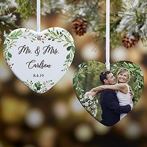 Laurels Of Love Wedding Photo Ornament