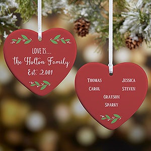 Love Is Personalized 2-Sided Heart Ornament