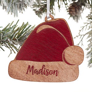 Ho! Ho! Ho! Santa Hat Personalized Red Maple Ornament