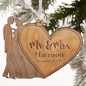 Mr & Mrs Personalized Christmas Wood Ornament