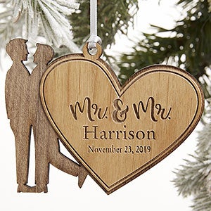 Mr & Mr Personalized Christmas Wood Ornament