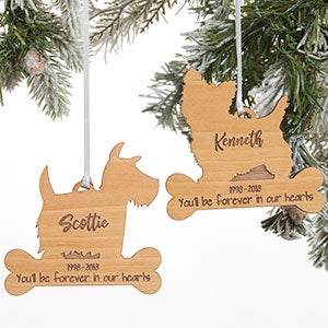 Dog Memorial Personalized Natural Wood Ornament