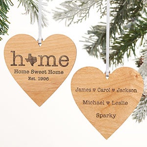 Home State Personalized Natural Wood Ornament