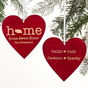 Home State Personalized Red Wood Ornament